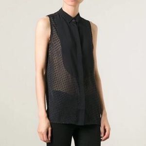 Equipment Silk Black Shear Blouse Size Small